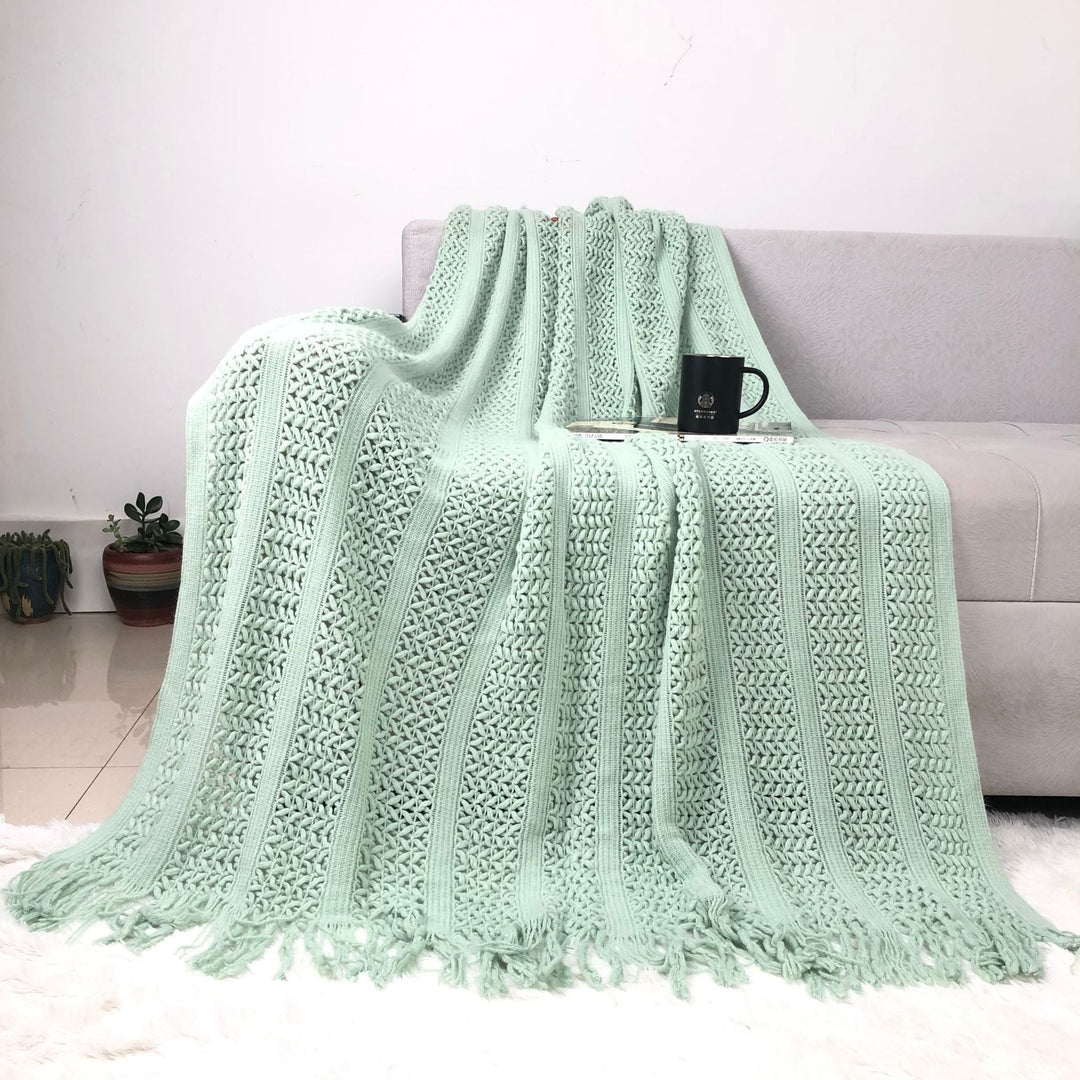 Handcrafted Style Textured Knit Throw Blanket in Soft Colours | Handcrafted Knit with Detail | Throw Blankets