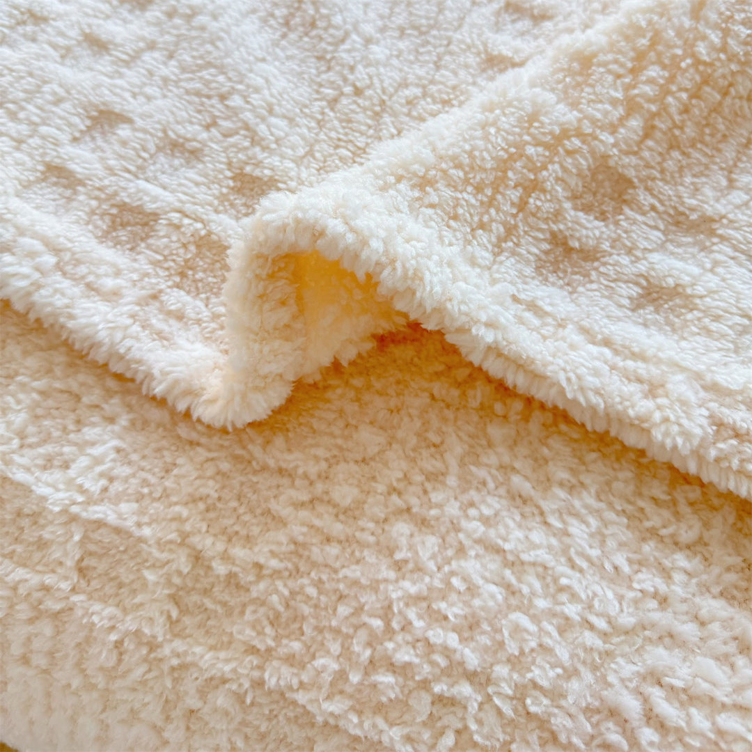 Waffle Textured Plush Throw Blanket in Tea Green and Light Coffee | Waffle Texture for Cosy Lounging | Throw Blankets