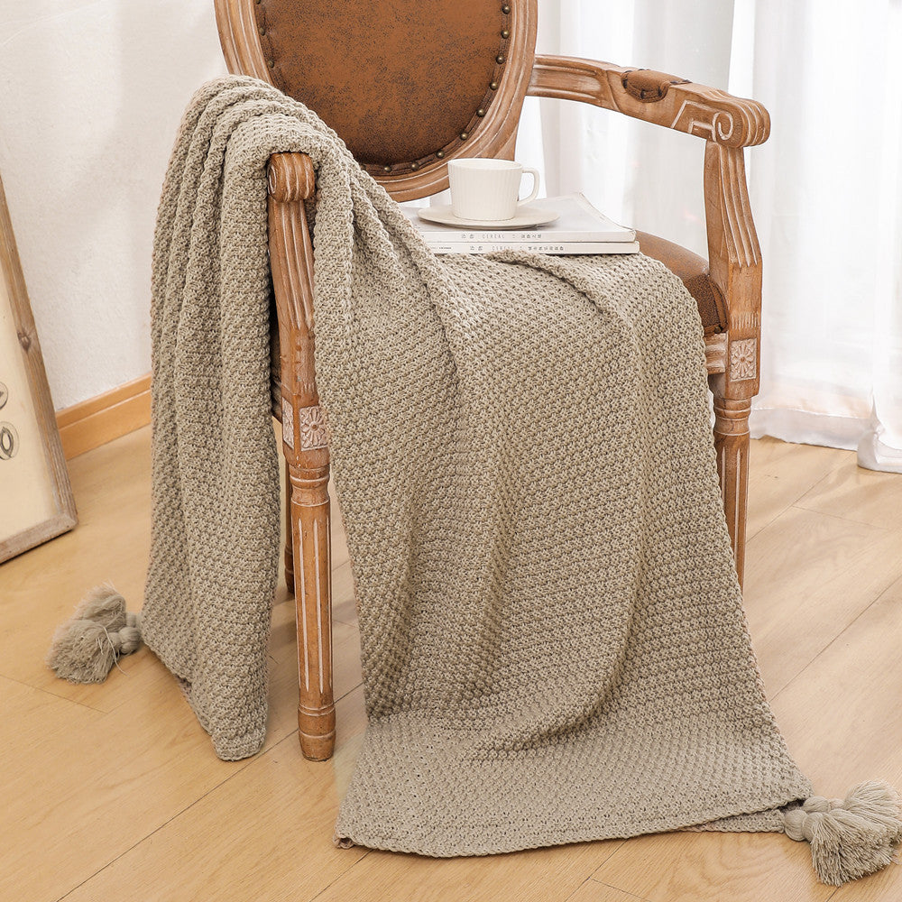 Plush Woven Decorative Throw Blanket in Dark Green and Caramel | Woven Pattern in Plush Fabric | Throw Blankets