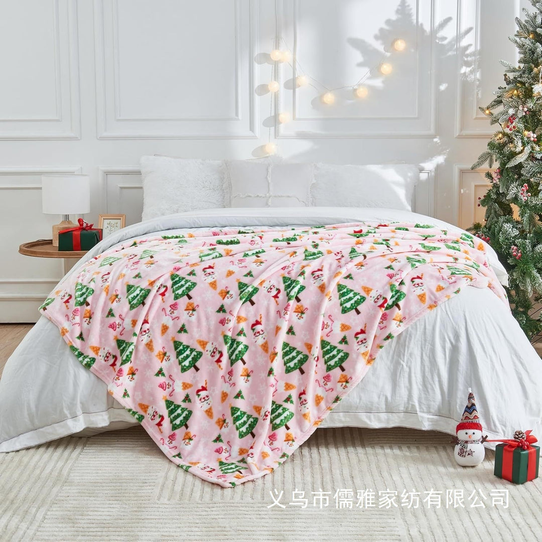 Flannel Christmas Blanket in Pink, Leopard, Cow and Festive Prints | Festive Flannel Blanket in Fun Prints | Throw Blankets