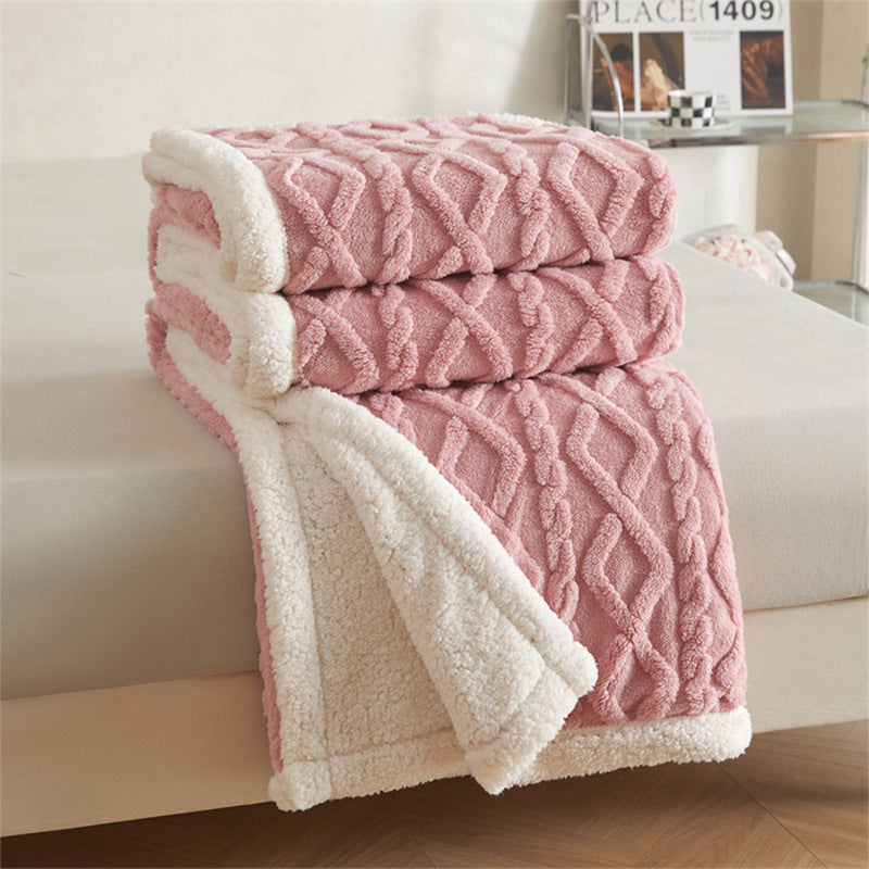 Velvety Microfiber Throw Blanket in Apricot Green and Rose | Velvety Microfiber for Relaxed Evenings | Throw Blankets