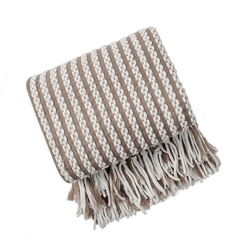 Striped Decorative Throw Blanket in Navy Yellow and Khaki | Striped Comfort for Every Room | Throw Blankets
