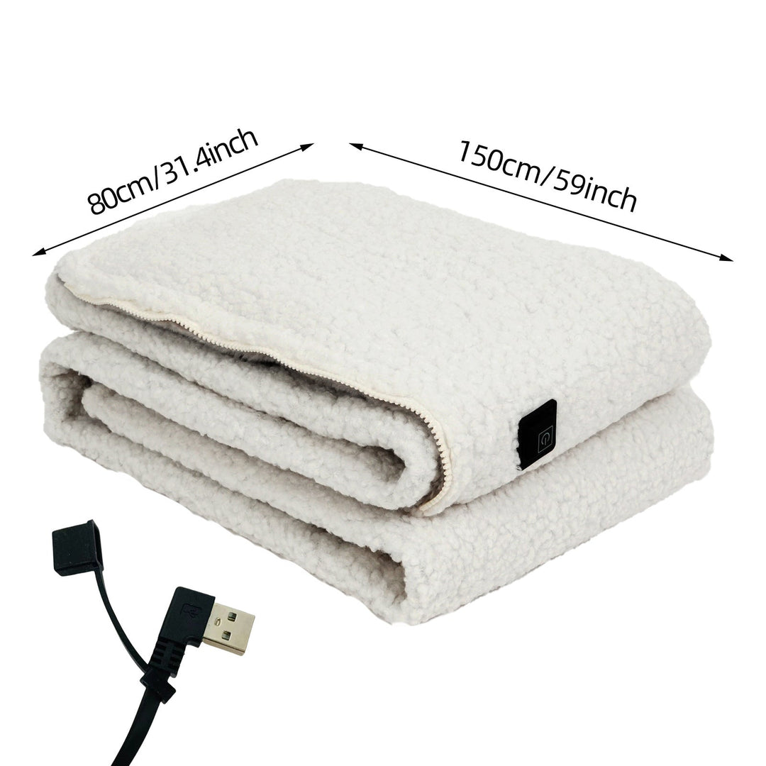 USB Heated Throw Blanket with 3 Heat Levels, Sherpa Fleece and Zipper | Zip-Up USB Heated Throw | Heated Blankets