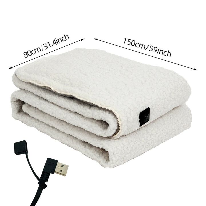 USB Heated Throw Blanket with 3 Heat Levels, Sherpa Fleece and Zipper | Zip-Up USB Heated Throw | Heated Blankets