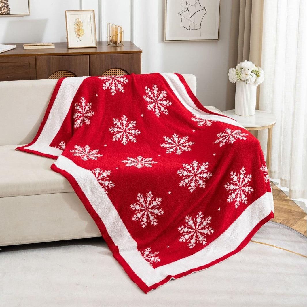 Holiday Snowflake Throw Blanket in Soft Fabric for Sofa and Bed | Festive Snowflake Winter Warmth | Throw Blankets