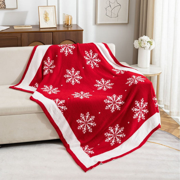 Holiday Snowflake Throw Blanket in Soft Fabric for Sofa and Bed | Festive Snowflake Winter Warmth | Throw Blankets