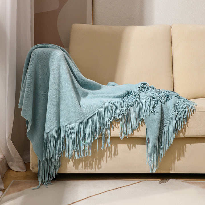 Premium Soft Wool Throw Blanket with Classic Fringed Edge | Warm Wool Throw with Fringe | Throw Blankets