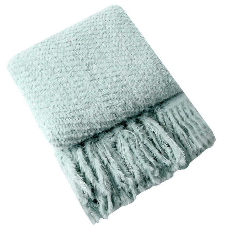 Soft Textured Throw Blanket in Off White Khaki and Lotus Green | Plush Texture in Gentle Tones | Throw Blankets