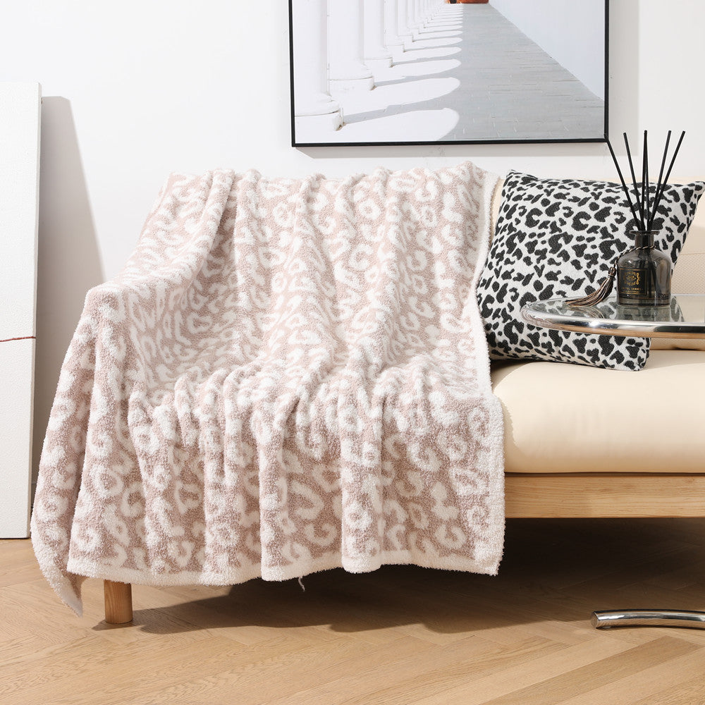 Leopard Print Plush Throw Blanket in Neutral Shades | Neutral Leopard Print Warmth | Throw Blankets