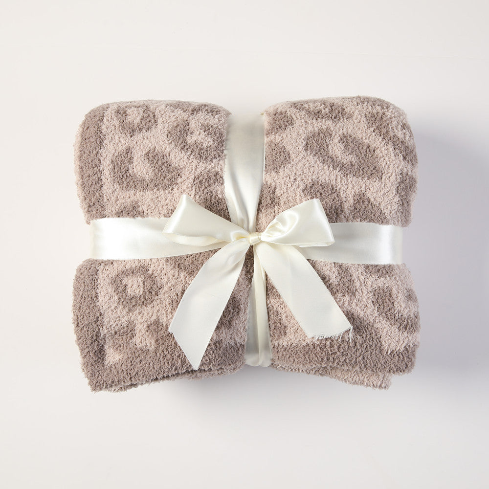 Leopard Print Plush Throw Blanket in Neutral Shades | Neutral Leopard Print Warmth | Throw Blankets