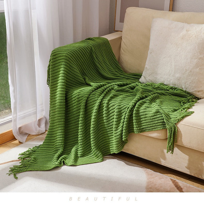 Home Decor Fringe Knit Throw Blanket for Couches and Chairs | Fringe Knit for Stylish Rooms | Throw Blankets