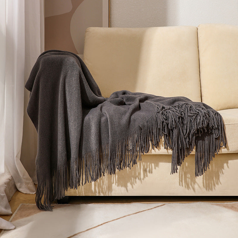 Premium Soft Wool Throw Blanket with Classic Fringed Edge | Warm Wool Throw with Fringe | Throw Blankets