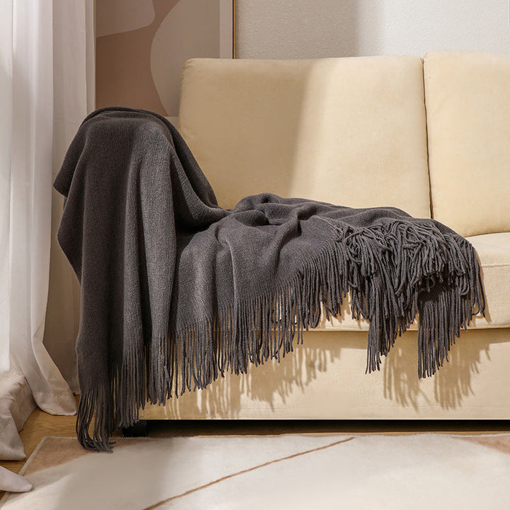 Premium Soft Wool Throw Blanket with Classic Fringed Edge | Warm Wool Throw with Fringe | Throw Blankets