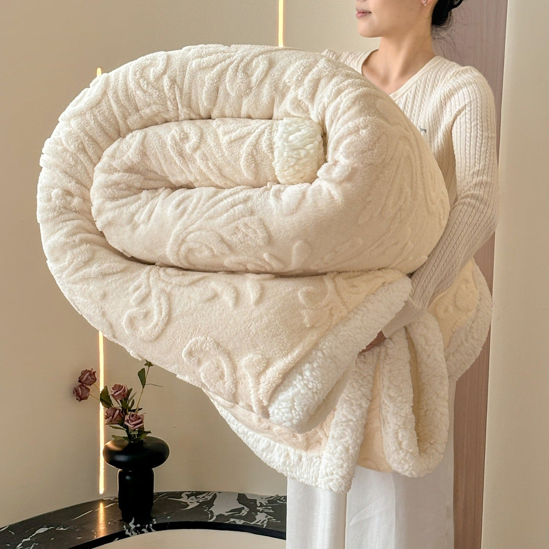 Reversible Embossed Sherpa Plush Throw Blanket for Cold Nights | Reversible Plush with Embossed Pattern | Fleece Blankets