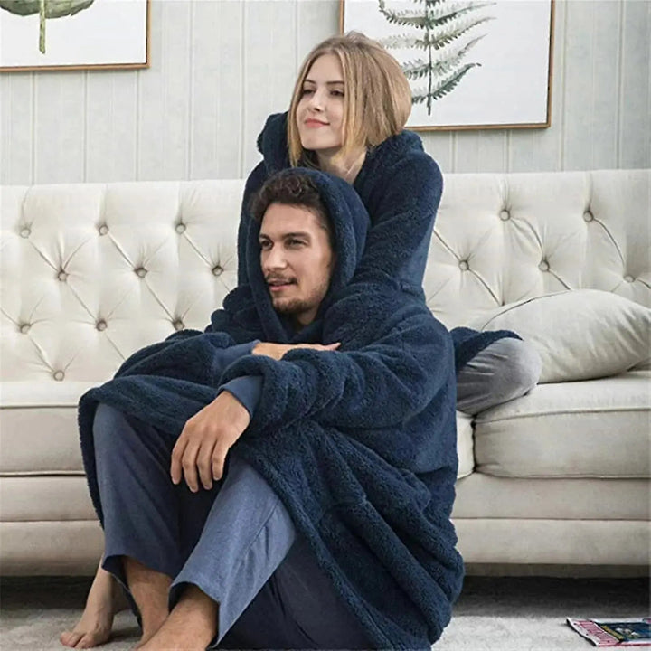 Double Fleece Hooded Pullover with Front Pocket for Winter Lounging | Cosy Warmth for Chilly Days | Loungewear