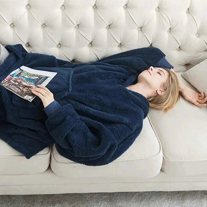 Double Fleece Hooded Pullover with Front Pocket for Winter Lounging | Cosy Warmth for Chilly Days | Loungewear