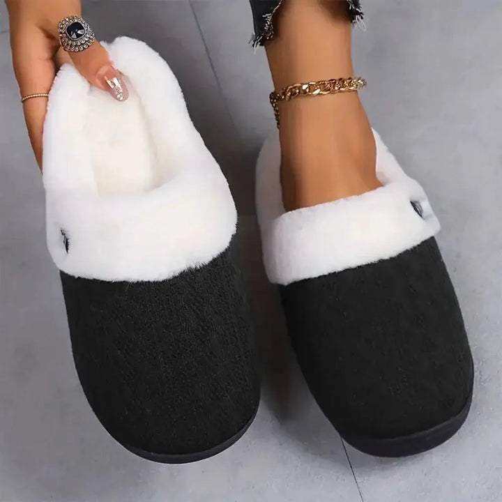 Platform Fluffy Plush House Slippers in Faux Fur for Winter | Elevated Faux Fur Slippers for Home | Slippers
