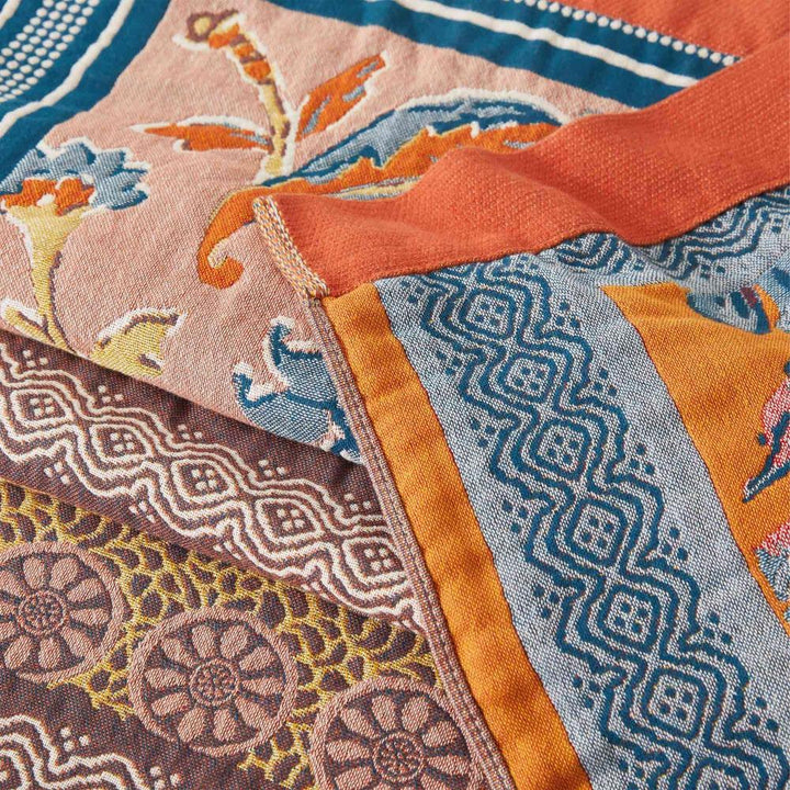 Nordic Sunburst Cotton Throw Blanket in Three Sizes up to 91 x 98 Inch | Sunburst Motif, Light Cotton Warmth | Throw Blankets
