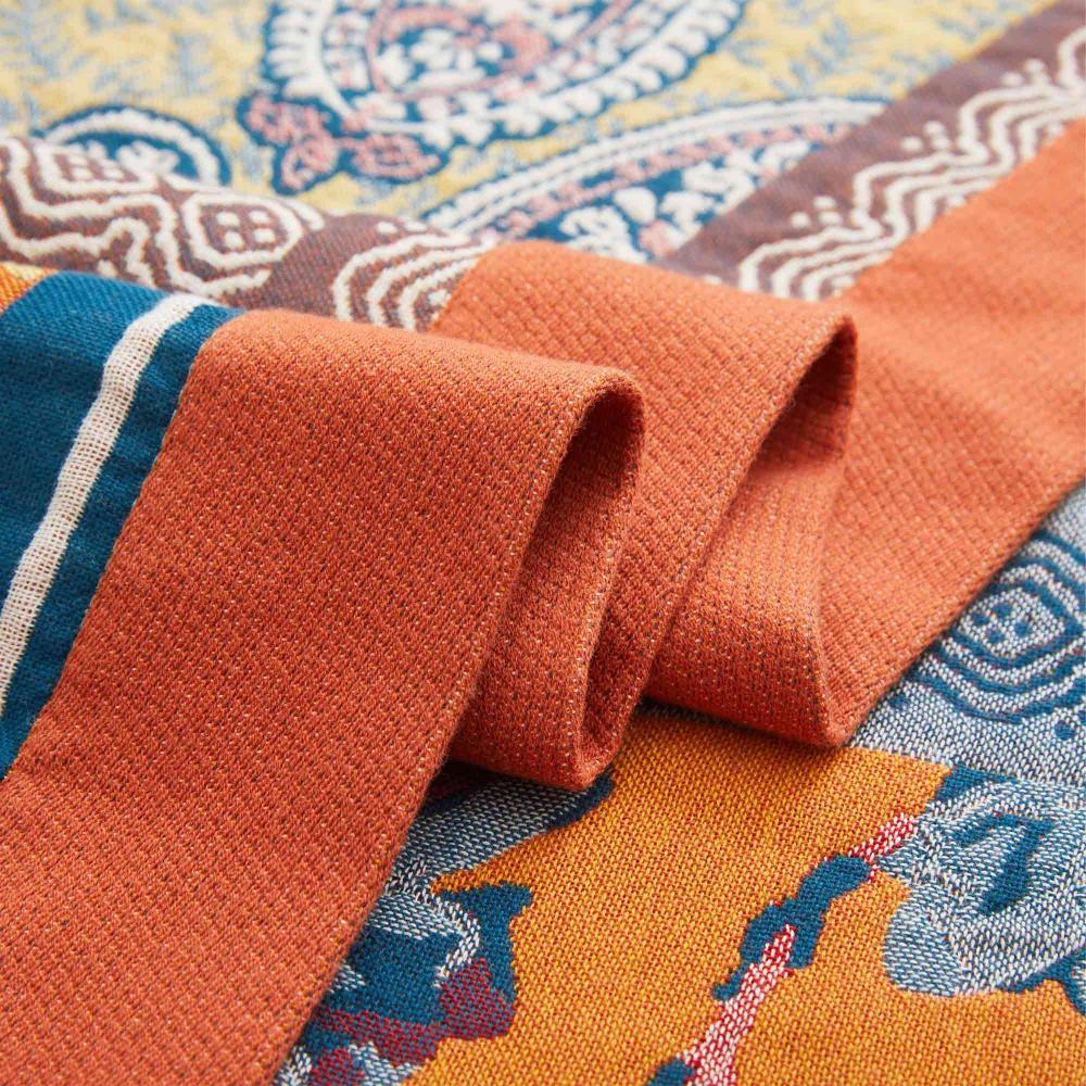 Nordic Sunburst Cotton Throw Blanket in Three Sizes up to 91 x 98 Inch | Sunburst Motif, Light Cotton Warmth | Throw Blankets
