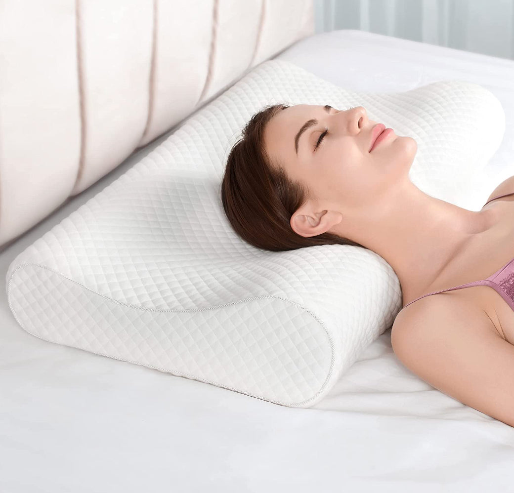 Memory Foam Cervical Contour Pillow for Side and Back Sleepers | Contour Neck Support, Two-Pack Option | Bed Pillows