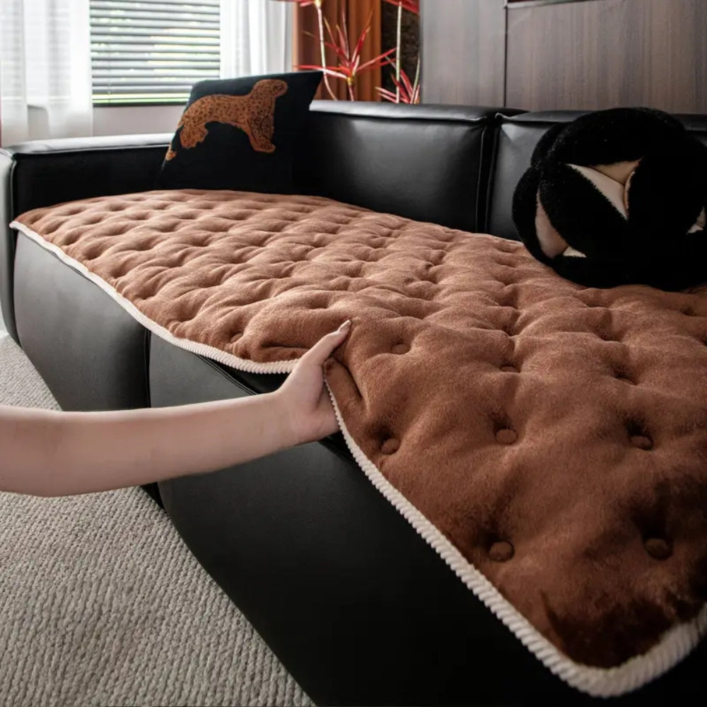 Button Tufted Plush Sofa Cover in Machine-Washable Microfiber | Tufted Softness for Seat Cushions | Sofa Covers