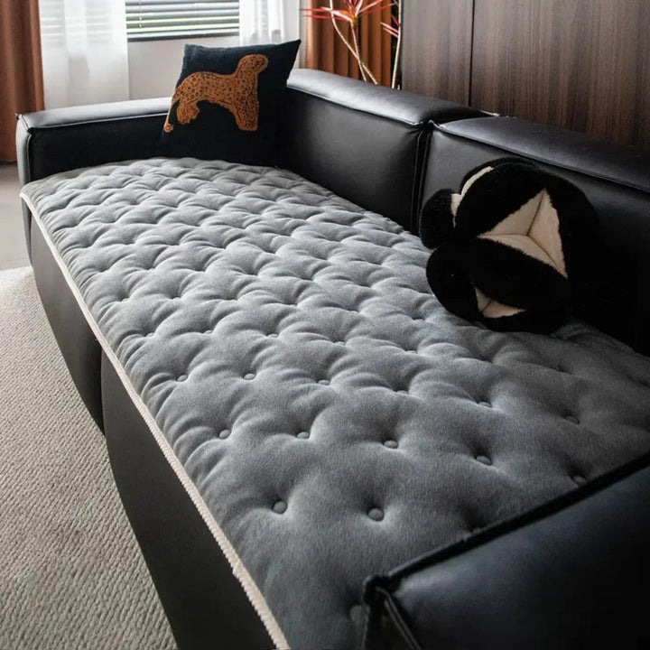 Button Tufted Plush Sofa Cover in Machine-Washable Microfiber | Tufted Softness for Seat Cushions | Sofa Covers