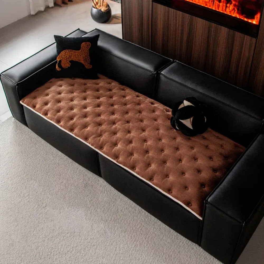 Button Tufted Plush Sofa Cover in Machine-Washable Microfiber | Tufted Softness for Seat Cushions | Sofa Covers