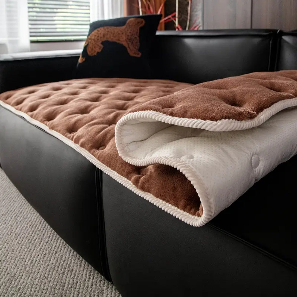 Button Tufted Plush Sofa Cover in Machine-Washable Microfiber | Tufted Softness for Seat Cushions | Sofa Covers