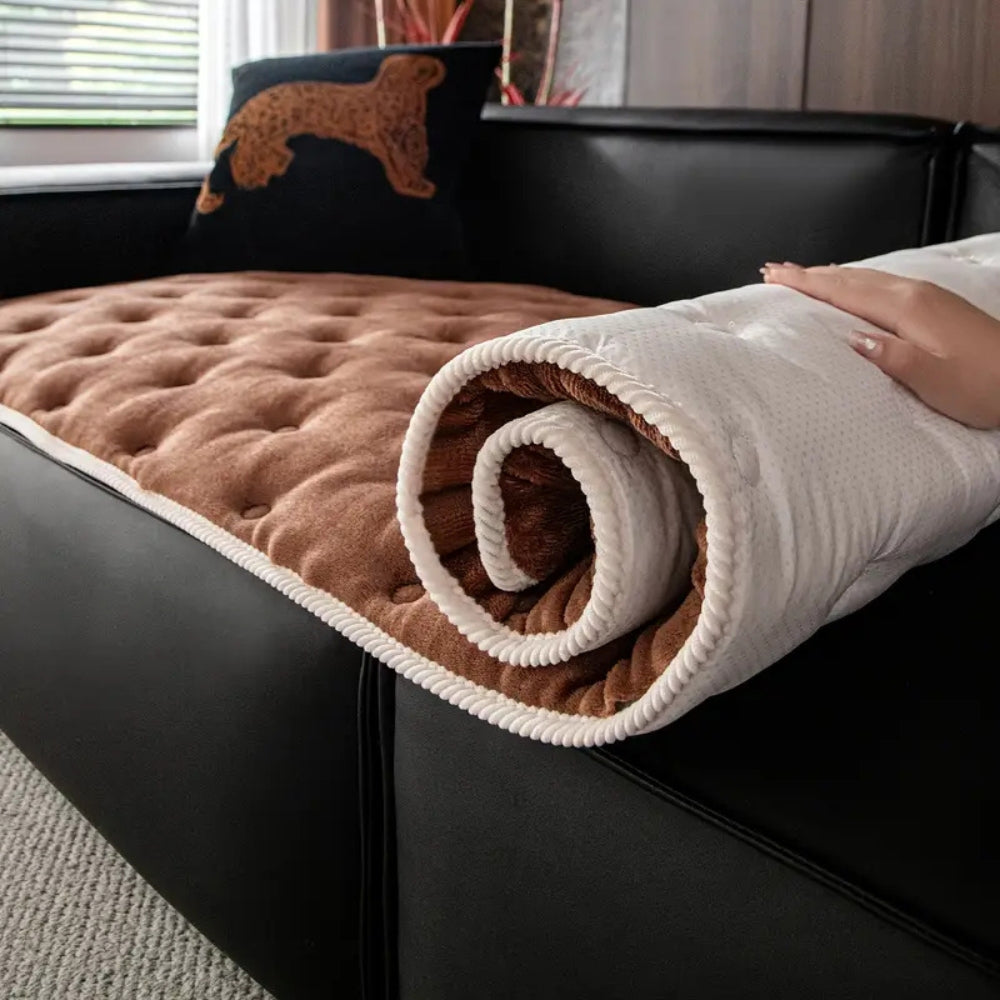 Button Tufted Plush Sofa Cover in Machine-Washable Microfiber | Tufted Softness for Seat Cushions | Sofa Covers