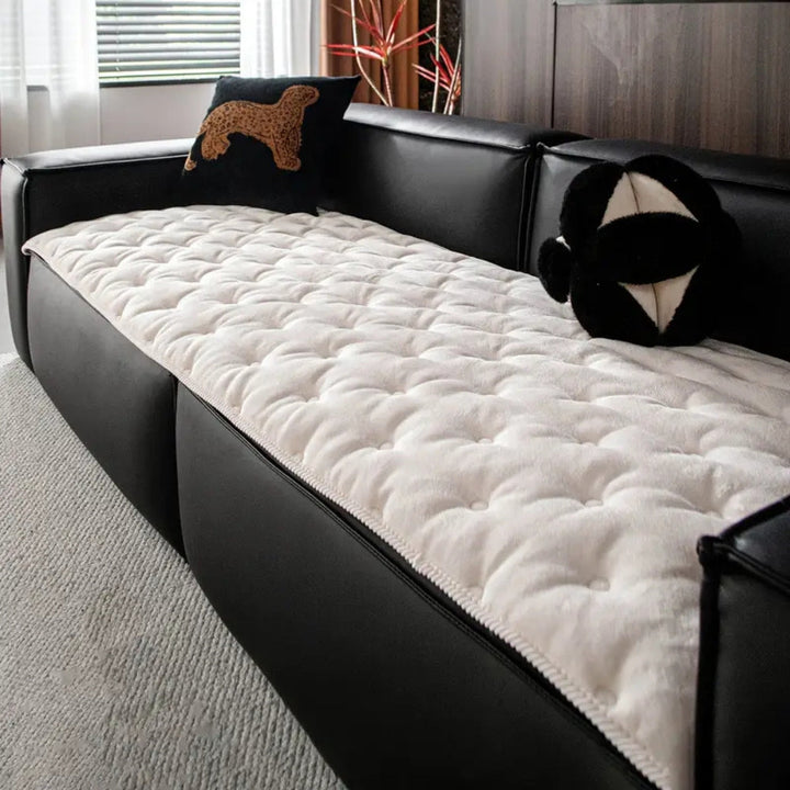 Button Tufted Plush Sofa Cover in Machine-Washable Microfiber | Tufted Softness for Seat Cushions | Sofa Covers