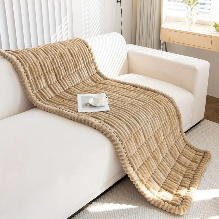 Plush Flannel Sofa Cover with Hand-Pleated Edges, Anti Slip | Pleated Flannel Cover That Grips | Sofa Covers