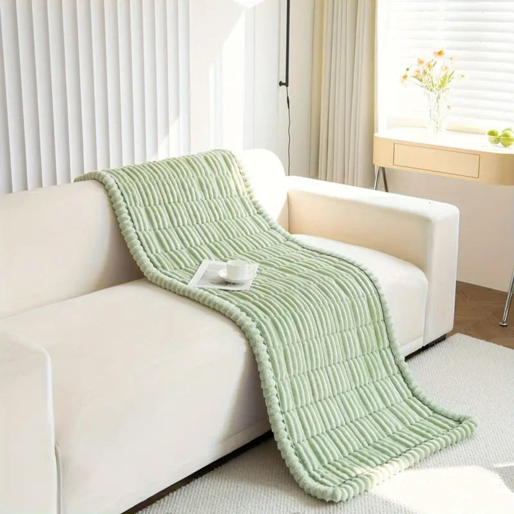 Plush Flannel Sofa Cover with Hand-Pleated Edges, Anti Slip | Pleated Flannel Cover That Grips | Sofa Covers