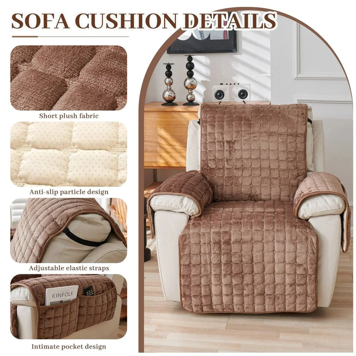Washable Recliner Chair Slipcover with Elastic Straps for Kids and Pets | Stretch Slipcover for Recliners | Chair Covers