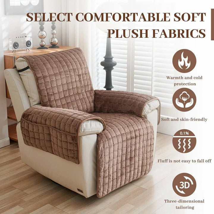 Washable Recliner Chair Slipcover with Elastic Straps for Kids and Pets | Stretch Slipcover for Recliners | Chair Covers