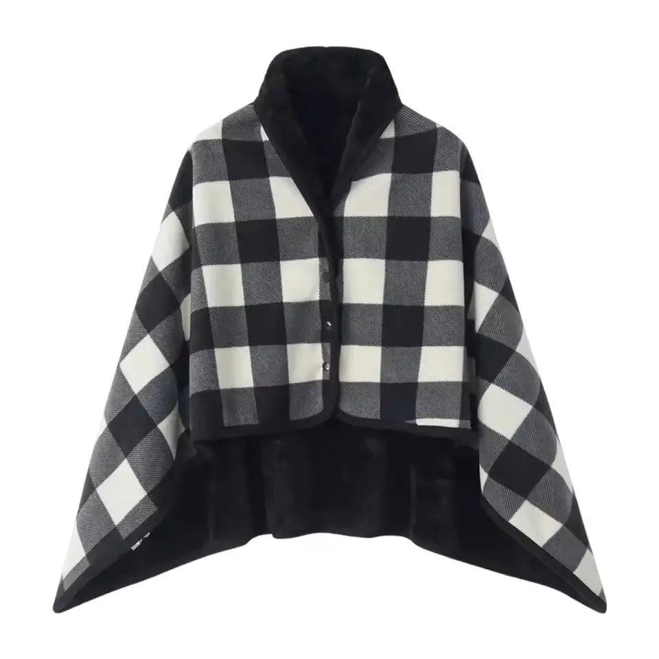 Wearable Plaid Fleece Blanket with Snap Closures | Wear It Without It Slipping | Wearable Blankets