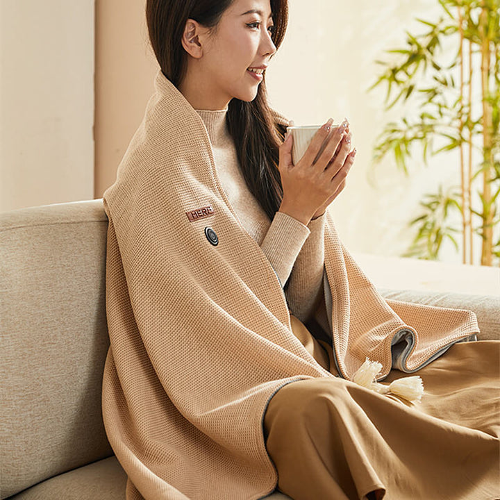 Portable USB Heated Blanket with 3 Heat Settings and Fleece Waffle Weave | USB Warmth Wherever You Go | Heated Blankets