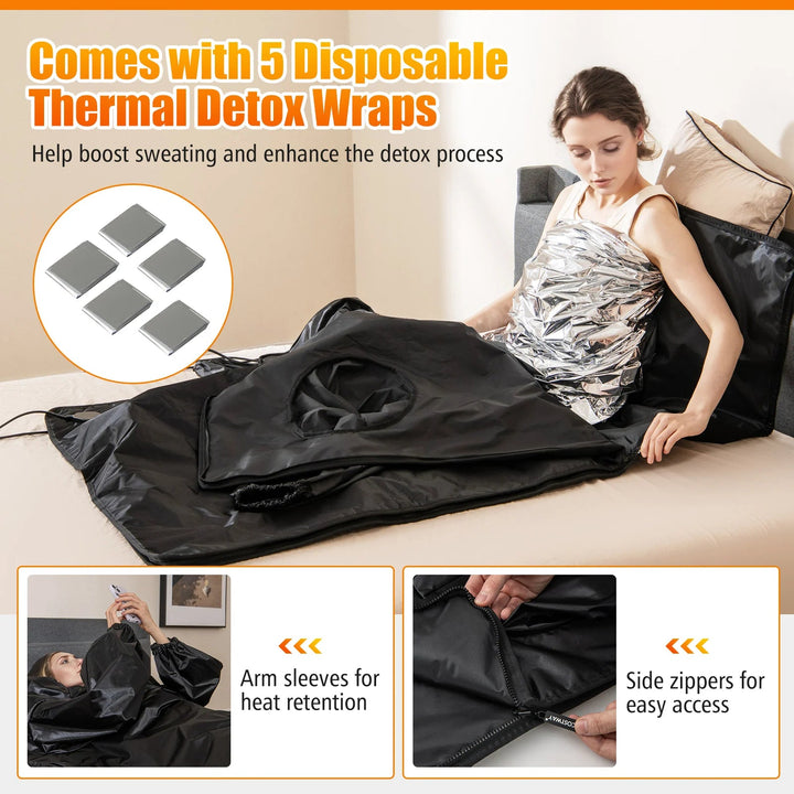 Foldable Infrared Sauna Blanket with Armholes, Timer and Carry Bag | Spa-Style Heat at Home | Sauna Blankets