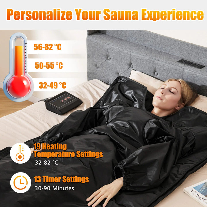 Foldable Infrared Sauna Blanket with Armholes, Timer and Carry Bag | Spa-Style Heat at Home | Sauna Blankets