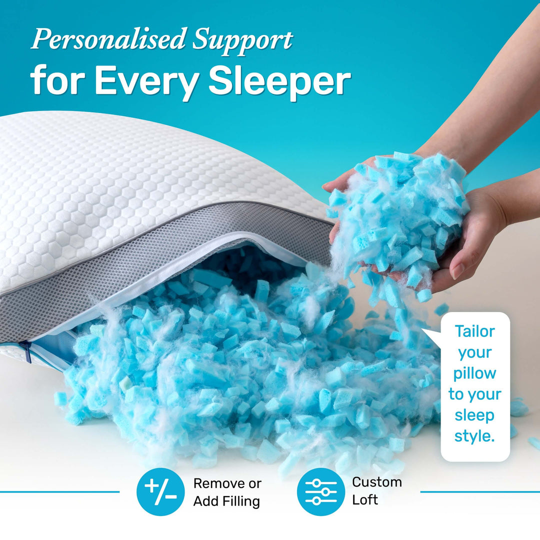 Dual-Sided Hybrid Pillow with Cooling Honeycomb and Bamboo Layers | Cooler Nights, All Seasons | Bed Pillows