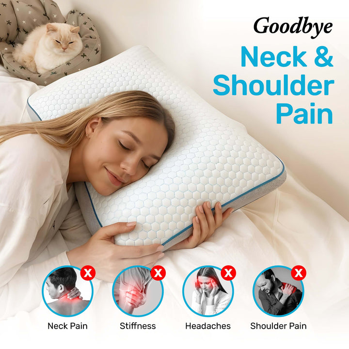 Dual-Sided Hybrid Pillow with Cooling Honeycomb and Bamboo Layers | Cooler Nights, All Seasons | Bed Pillows