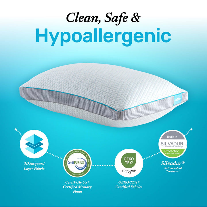 Dual-Sided Hybrid Pillow with Cooling Honeycomb and Bamboo Layers | Cooler Nights, All Seasons | Bed Pillows