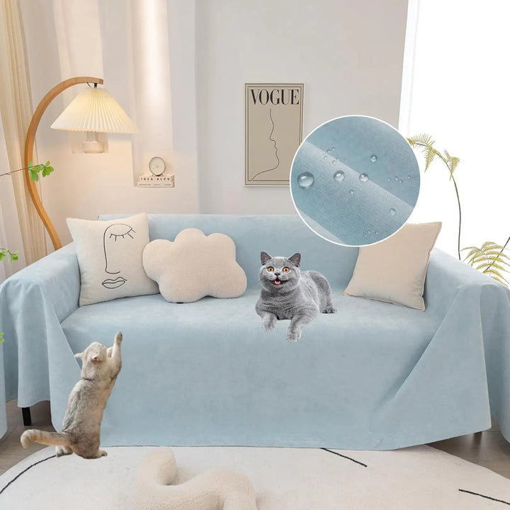 Waterproof Anti-Slip Solid Color Sofa Cover in Light Blue | Spill-Resistant Sofa Protection | Sofa Covers