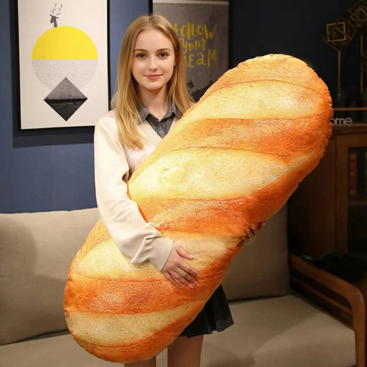 Soft French Bread Plush Pillow with Realistic Printed Details | Baguette Pillow for Playful Spaces | Plush Pillows