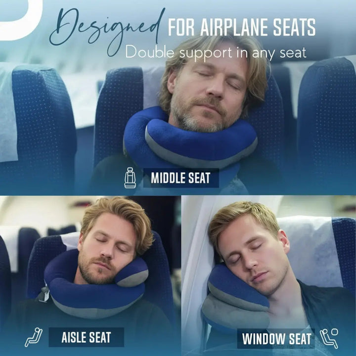 Double-Support Travel Neck Pillow for Long Trips | Side-to-Side Neck Support | Travel Pillows