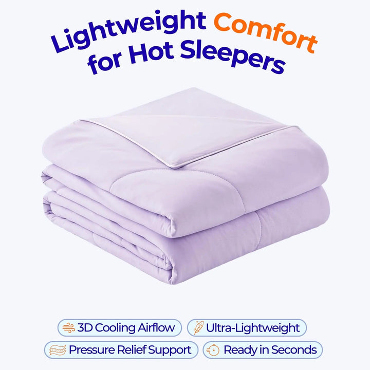 Dual-Sided Ice Cooling Comforter in Lightweight Silky Fabric for Travel | Silky Cooling Comforter | Cooling Blankets