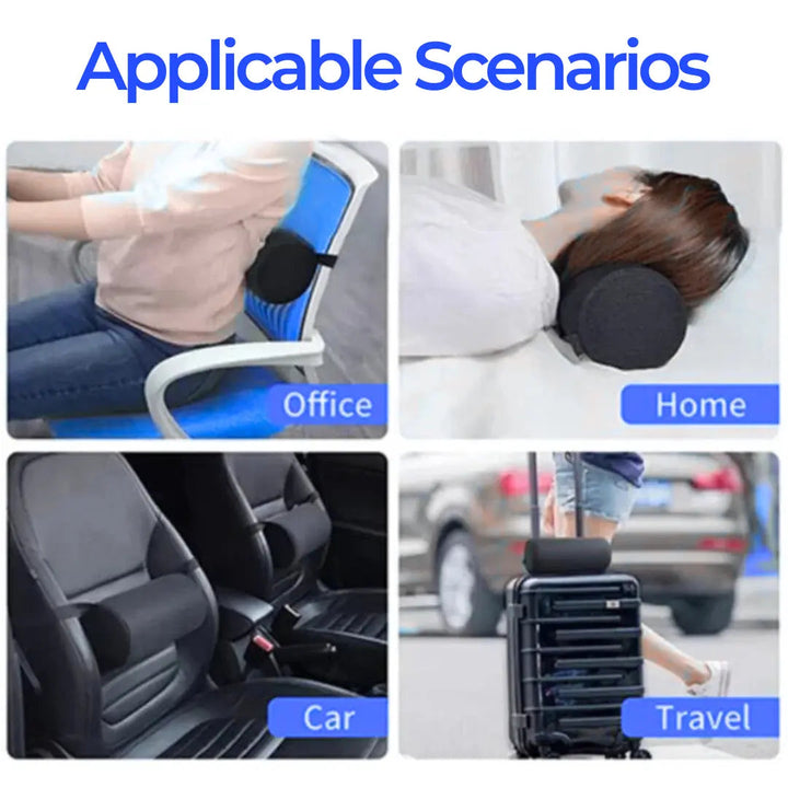 Memory Foam Lumbar Seat Cushion with Adjustable Elastic Strap for Car and Office | Strapped Support for Seated Hours | Seat Cushions