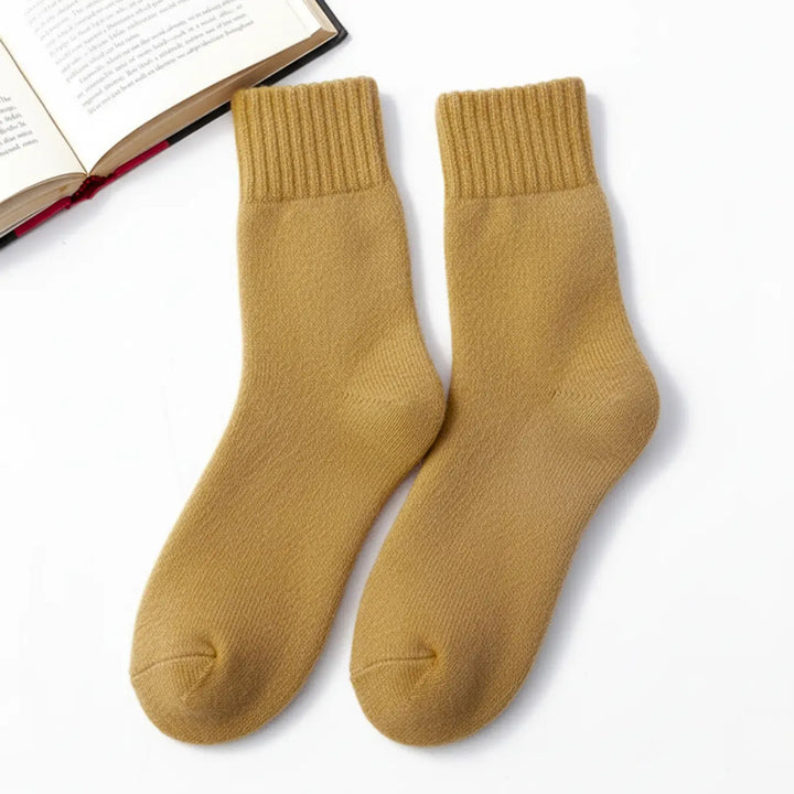 Thick Wool Cashmere Blend Socks with Towel Knit Interior, Unisex Short Length | Cushioned Warmth for Cold Feet | Socks