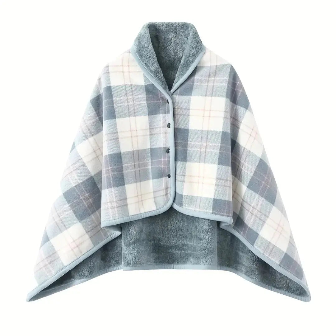 Wearable Flannel Fleece Plaid Blanket with Snap Closure, Poncho or Cape Style | Wear It or Throw It Blanket | Wearable Blankets