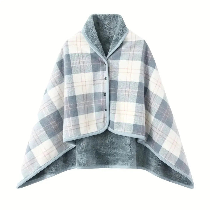 Wearable Plaid Fleece Blanket with Snap Closures | Wear It Without It Slipping | Wearable Blankets