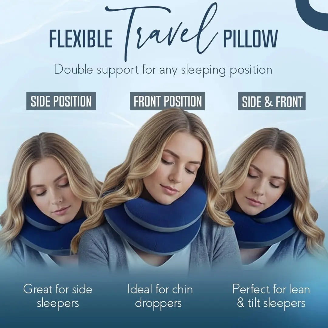 Double-Support Travel Neck Pillow with Chin Support | Support for Head, Neck and Chin | Travel Pillows